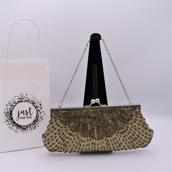 KHAKI GOLD - TRI-GOLD BEADED EVENING BAG - Picture 5 of 6